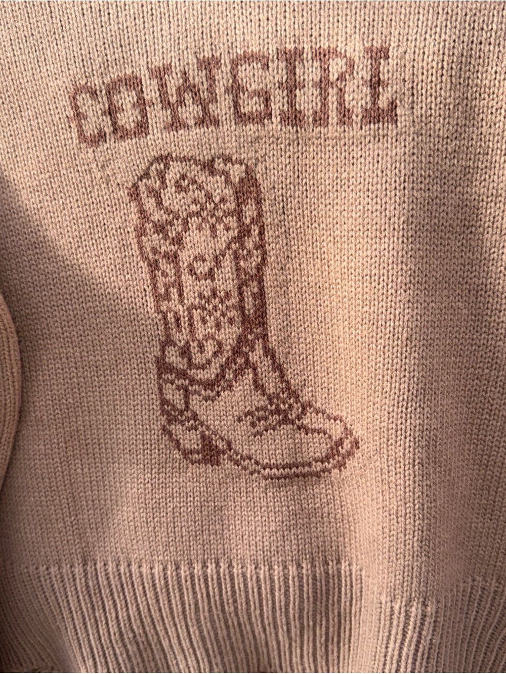 Beige Cowgirl Graphic Crewneck Sweater